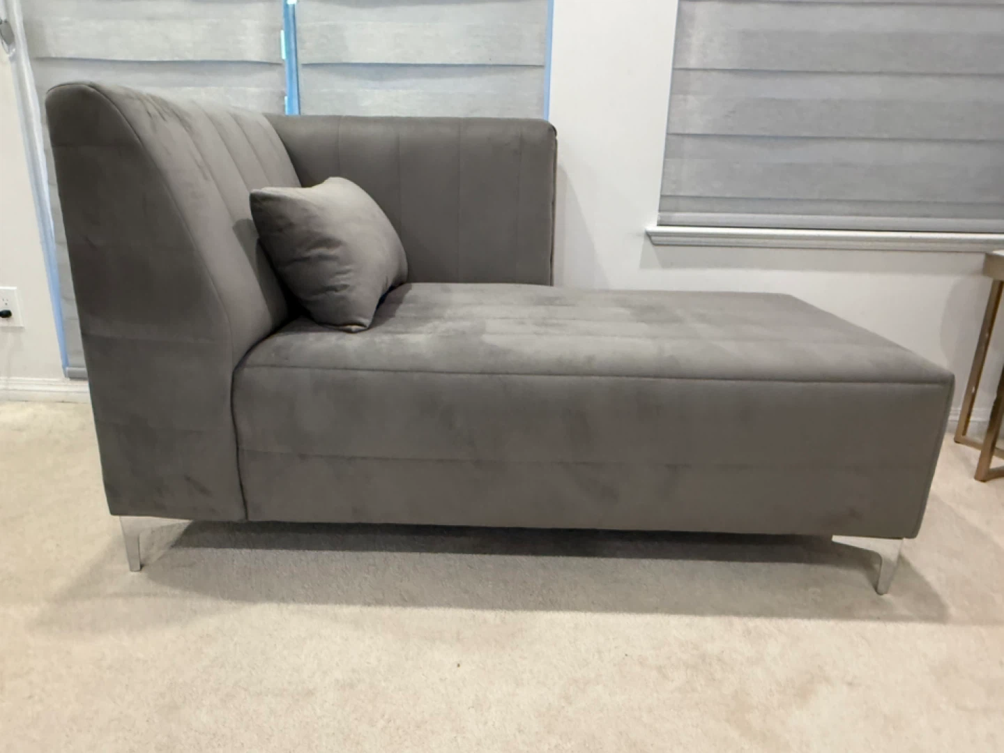 Grey Velvet Sectional Sofa and Chaise Lounge - photo 4