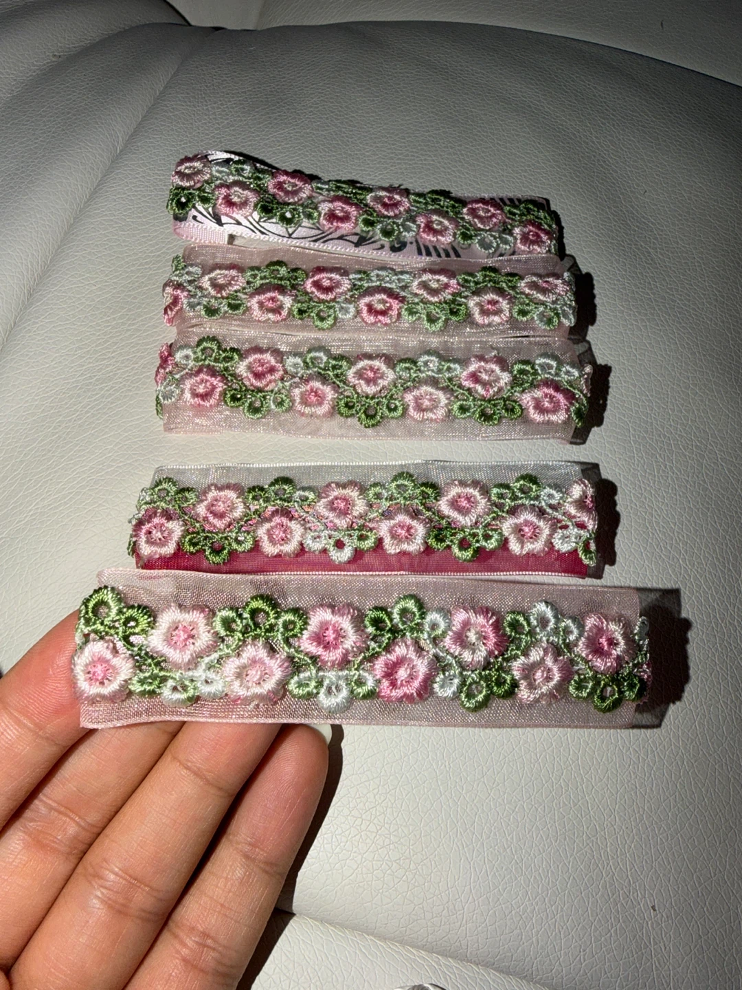 Set of 5 Embroidered Floral Hair Clips