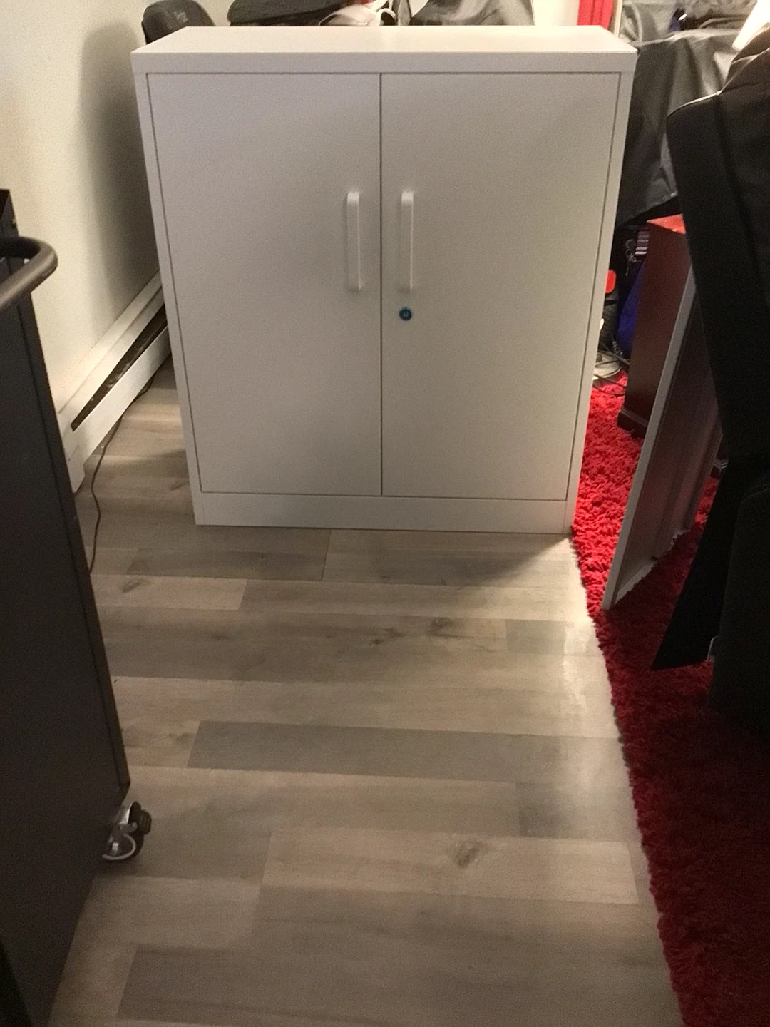 White Metal Storage Cabinet with Lock