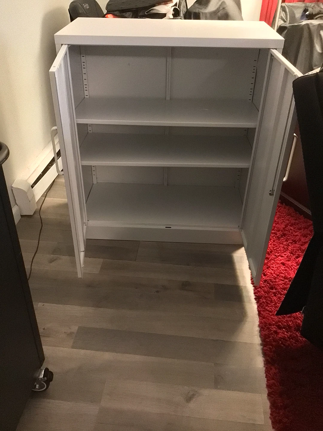 White Metal Storage Cabinet with Lock - photo 2