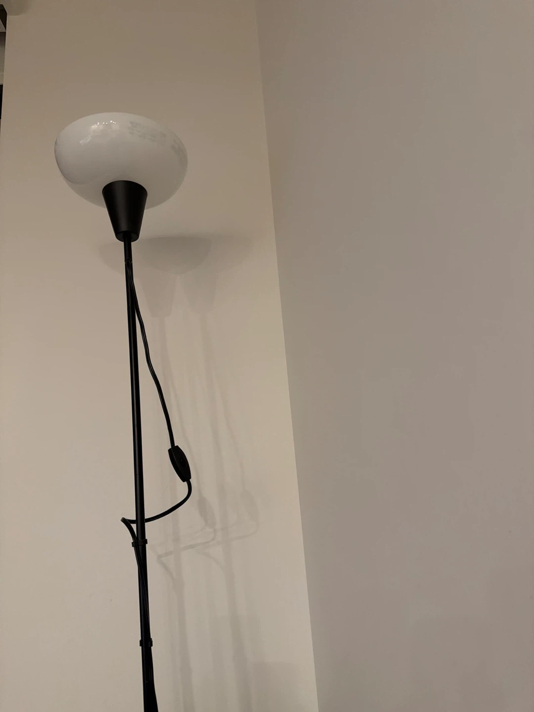 Black Floor Lamp with White Globe Shade