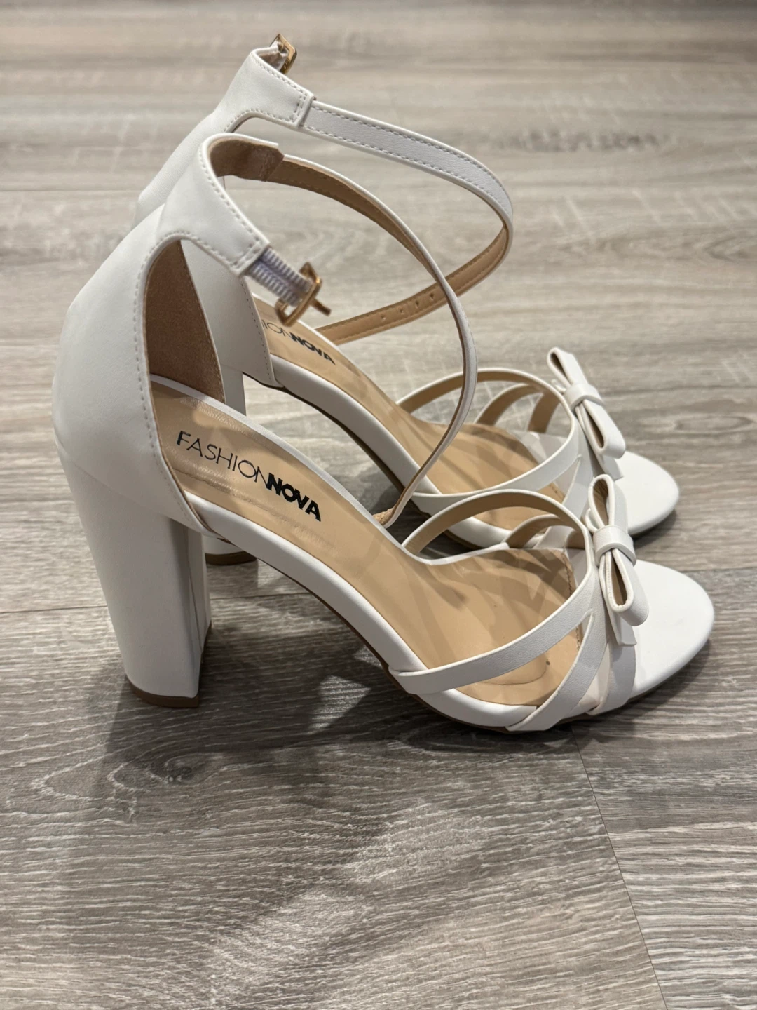 Fashion Nova White Heeled Sandals