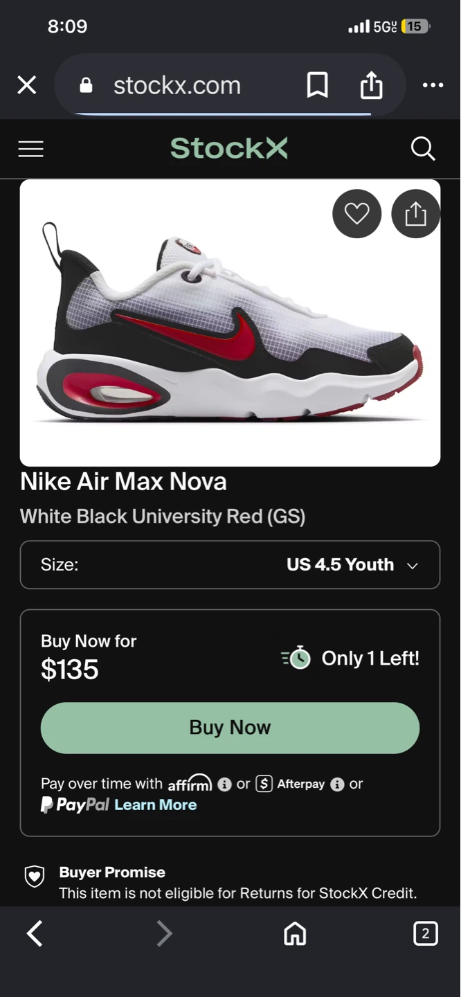 Nike Air Max Nova GS White Black University Red Youth Sneakers - photo 2