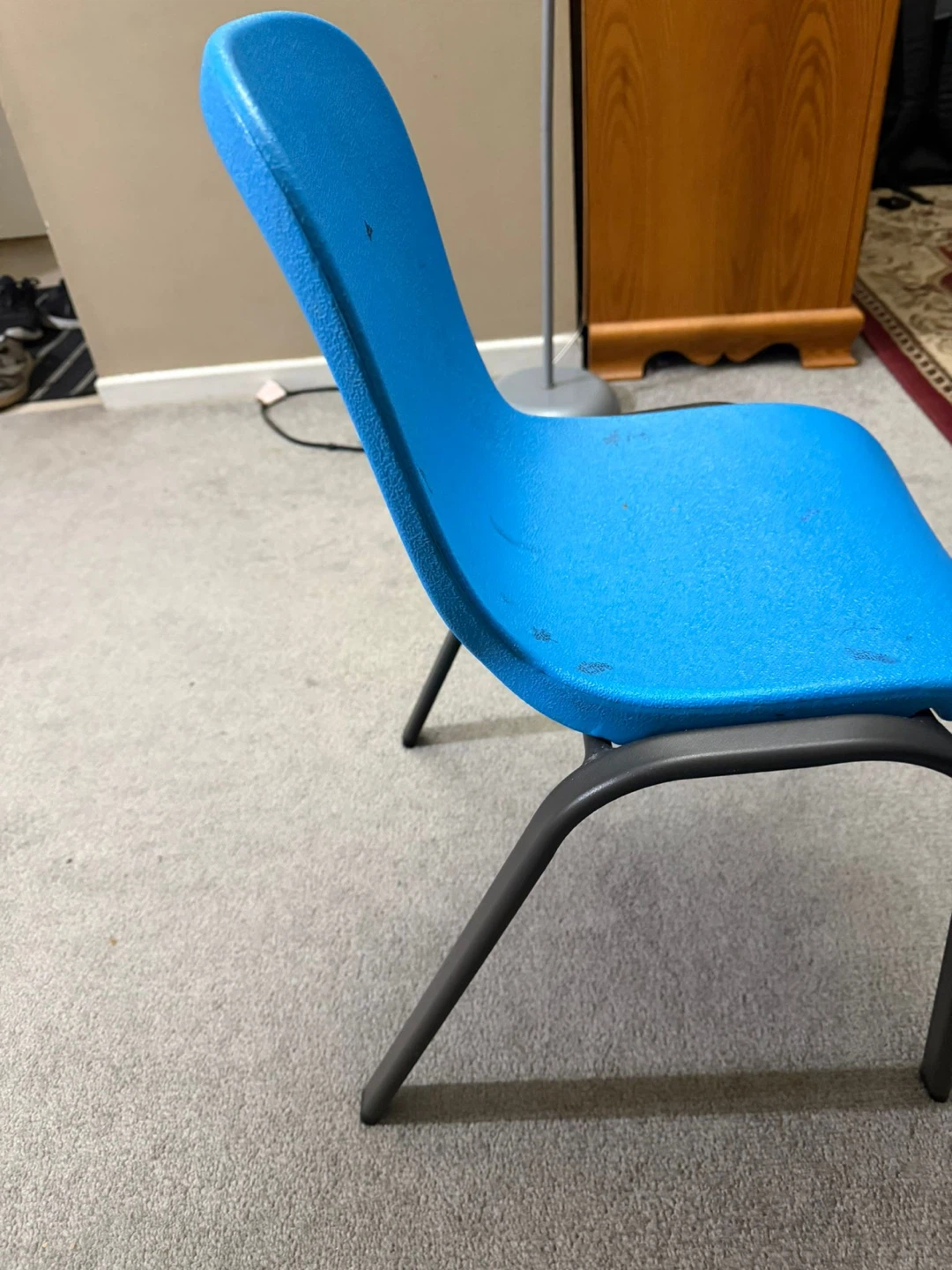 Blue kids Plastic Chair with Metal Legs