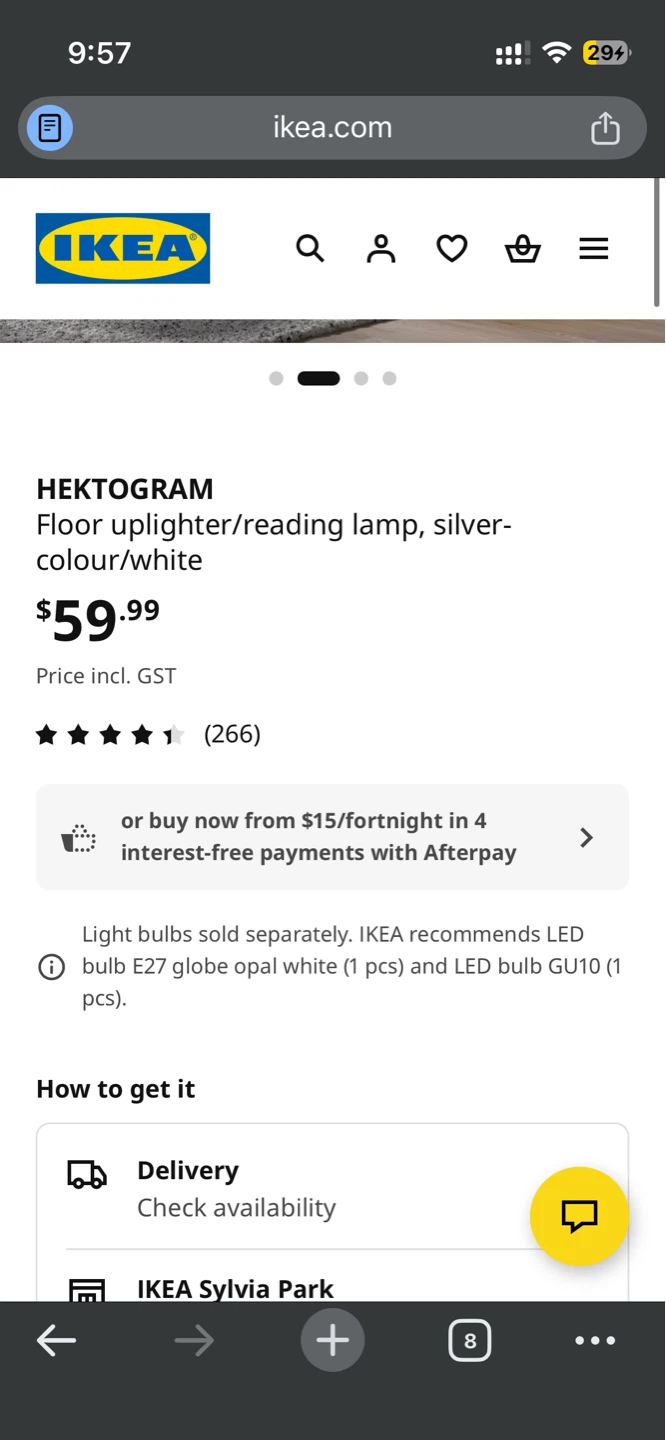 IKEA HEKTOgram Floor Uplighter/Reading Lamp - Silver/White - photo 2