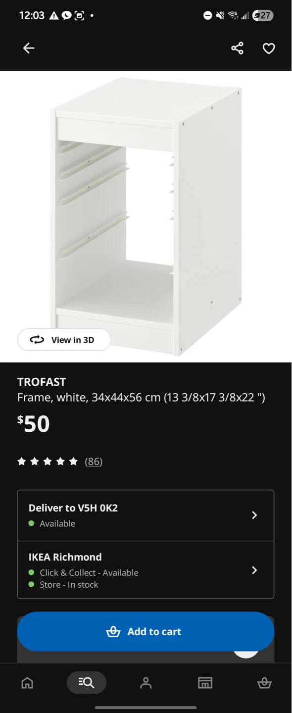 IKEA TROFAST Frame, White 34x44x56 cm
