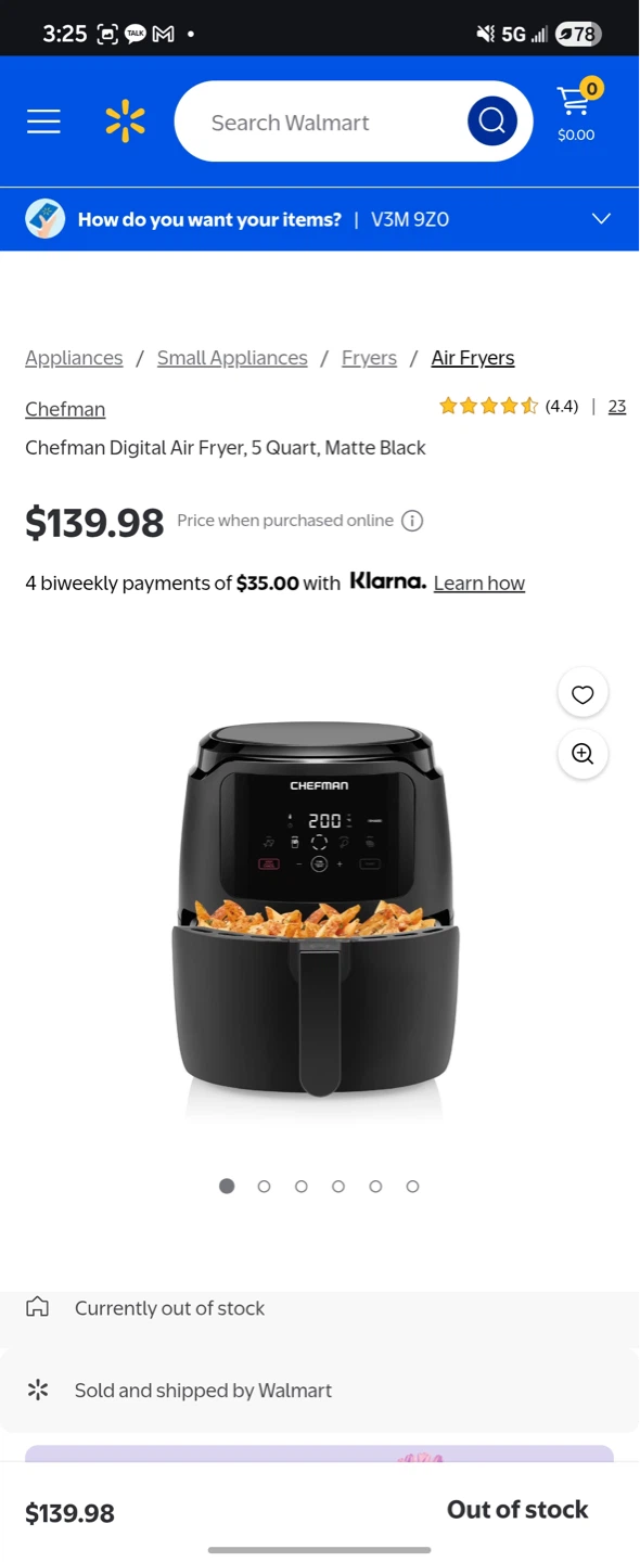 Chefman Digital Air Fryer, 5 Quart, Matte Black