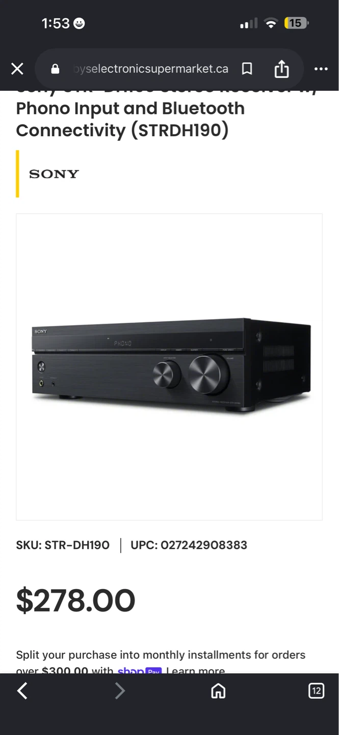Sony STR-DH190 2.0 Channel Stereo Receiver - photo 3