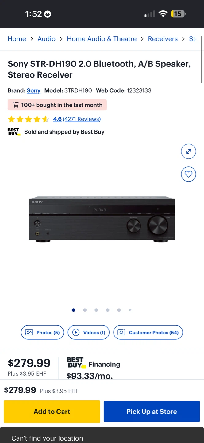 Sony STR-DH190 2.0 Channel Stereo Receiver