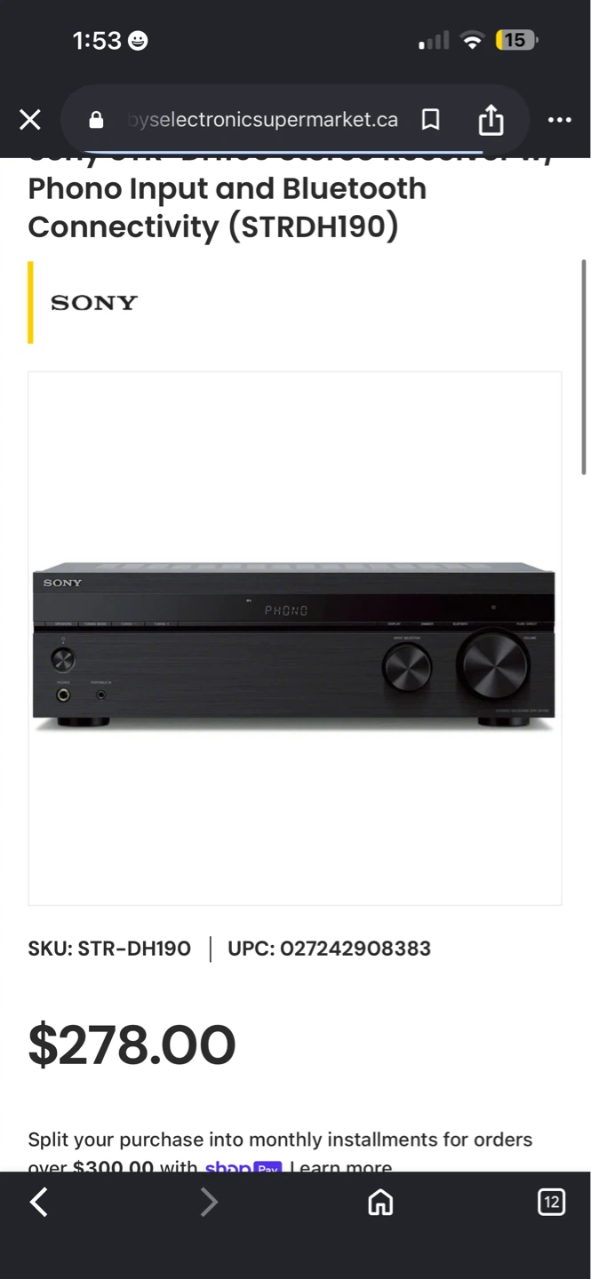 Sony STR-DH190 2.0 Channel Stereo Receiver - photo 2
