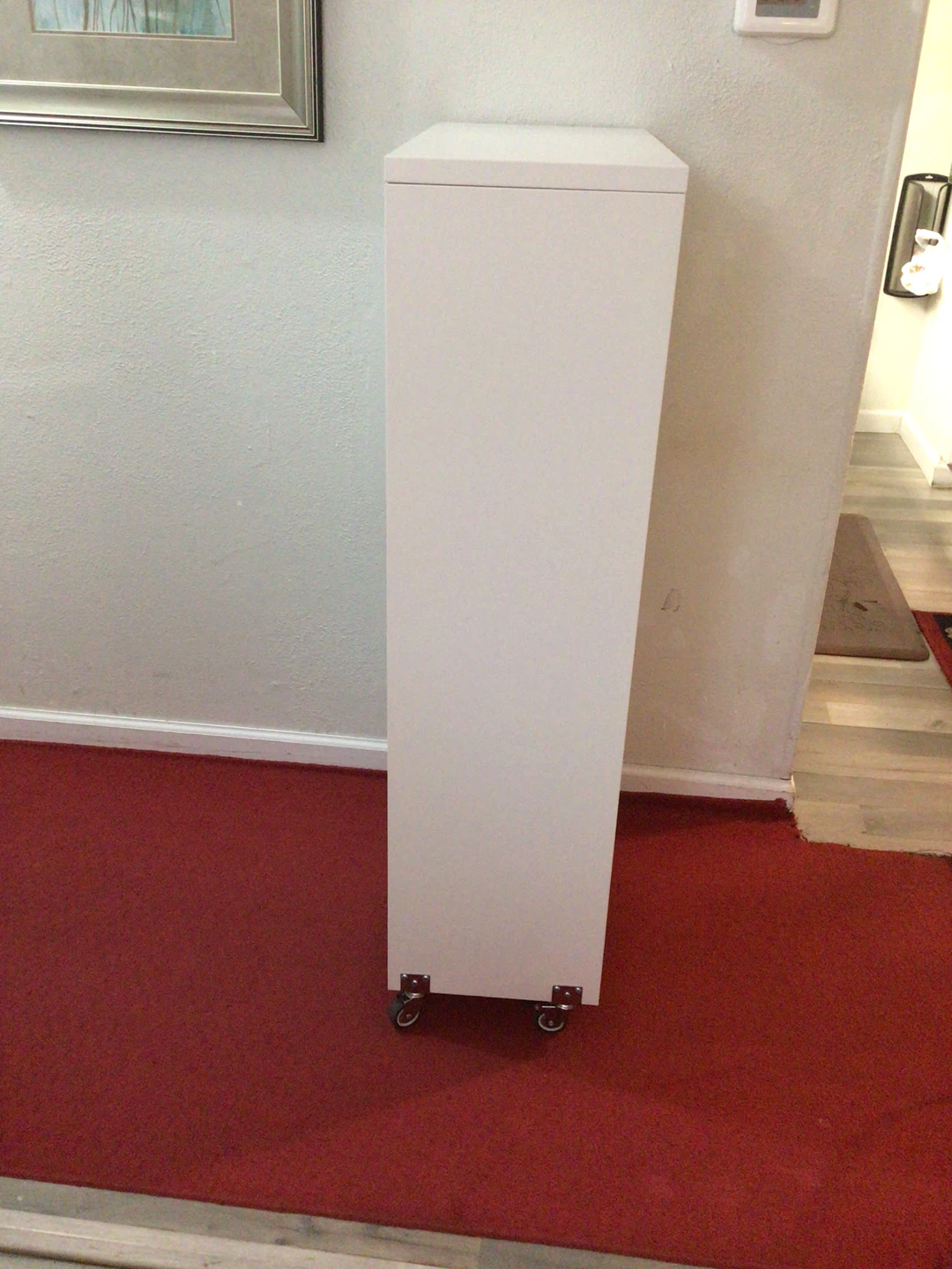 White Storage Cabinet with Wheels - photo 3