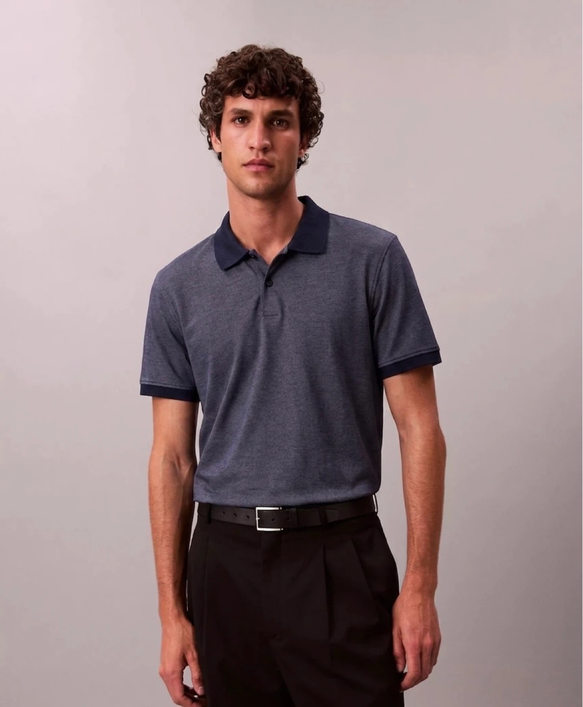 Calvin Klein Men’s Piqué Micro-Dot Polo Shirt | Navy Blue