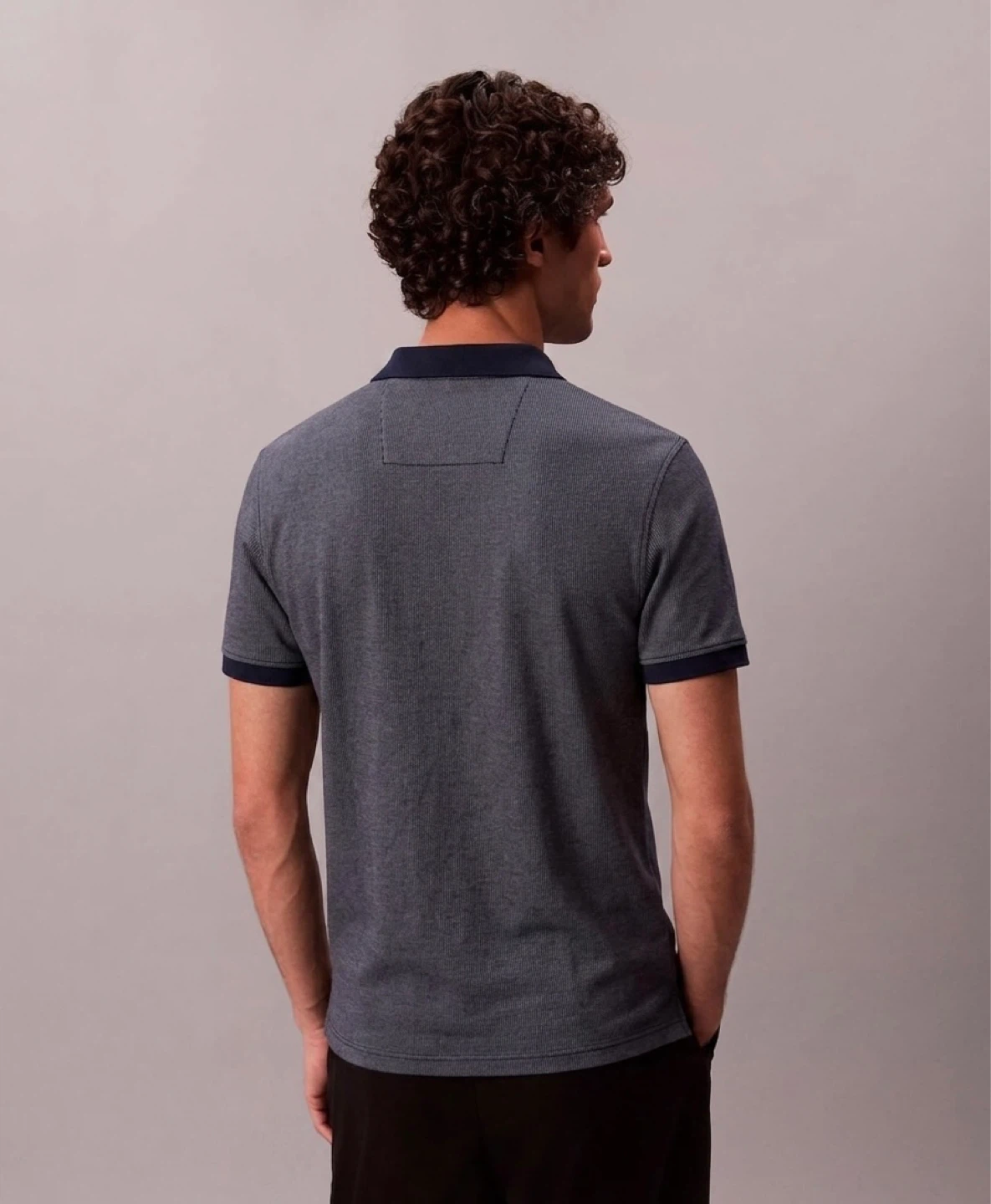 Calvin Klein Men’s Piqué Micro-Dot Polo Shirt | Navy Blue - photo 2