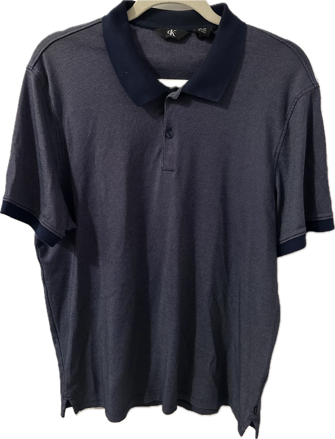 Calvin Klein Men’s Piqué Micro-Dot Polo Shirt | Navy Blue - photo 3