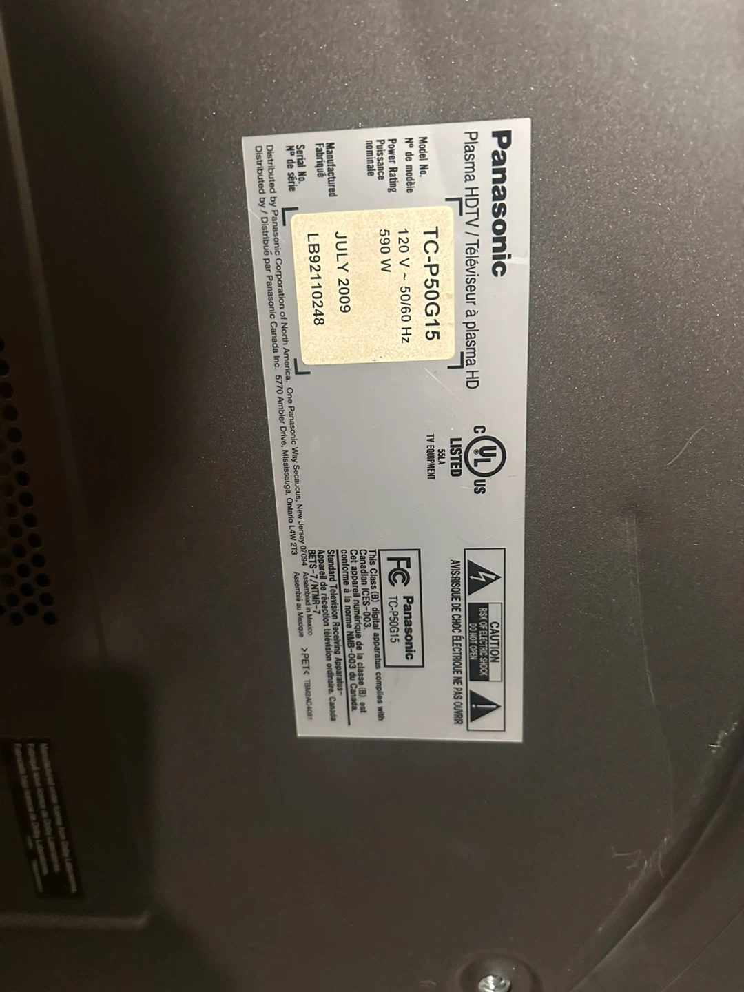 Panasonic TC-P50G15 50-inch Plasma HDTV - photo 3