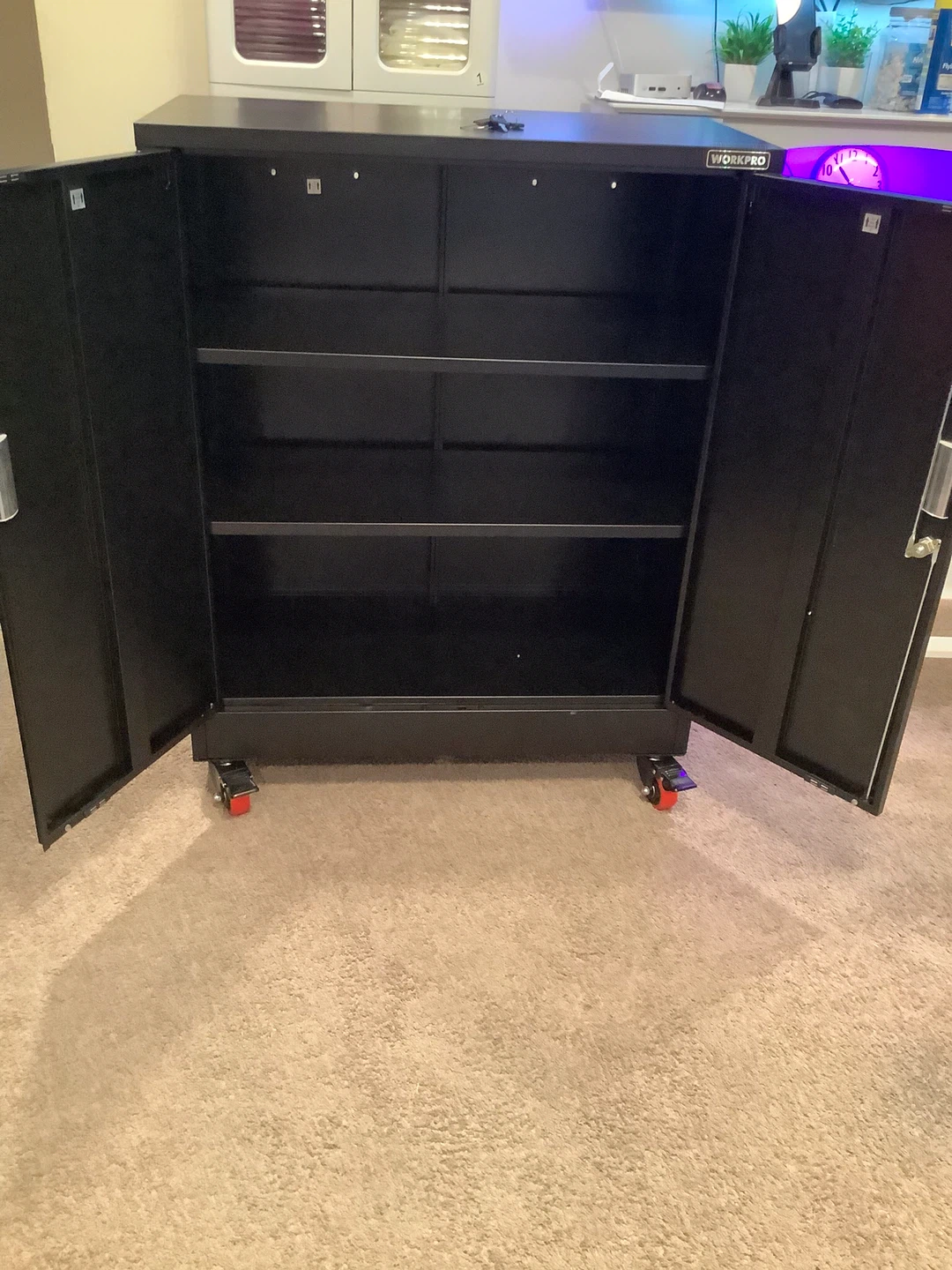 WORKPRO Black Metal Storage Cabinet with Wheels - photo 2