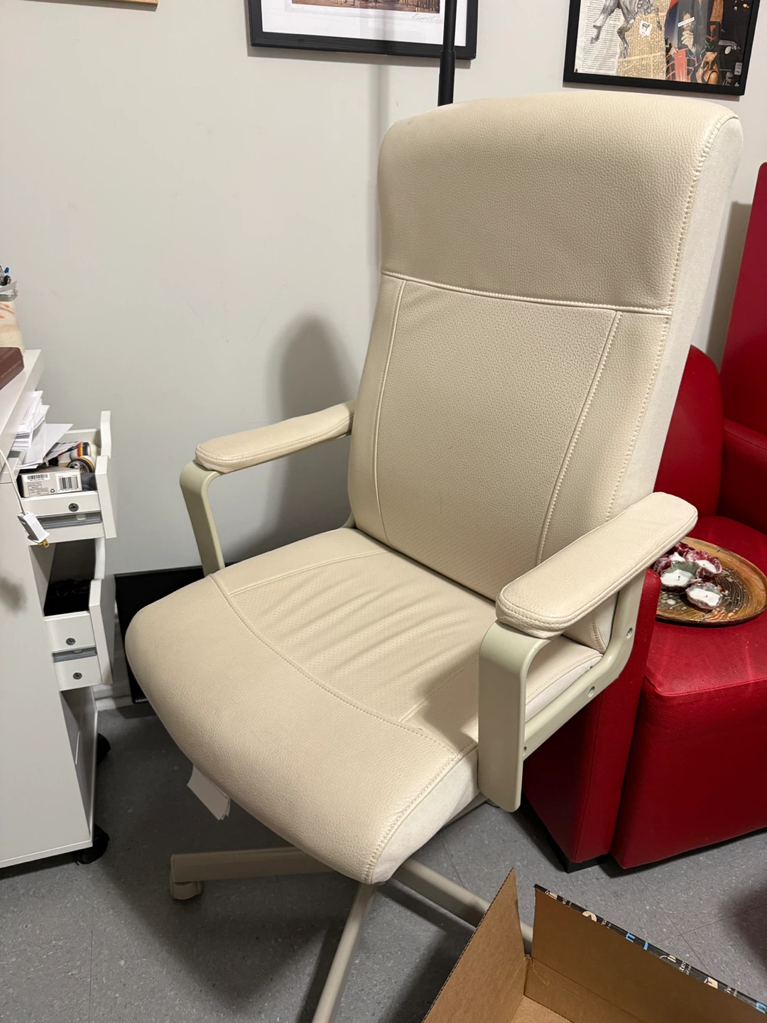 Tan Faux Leather Office Chair