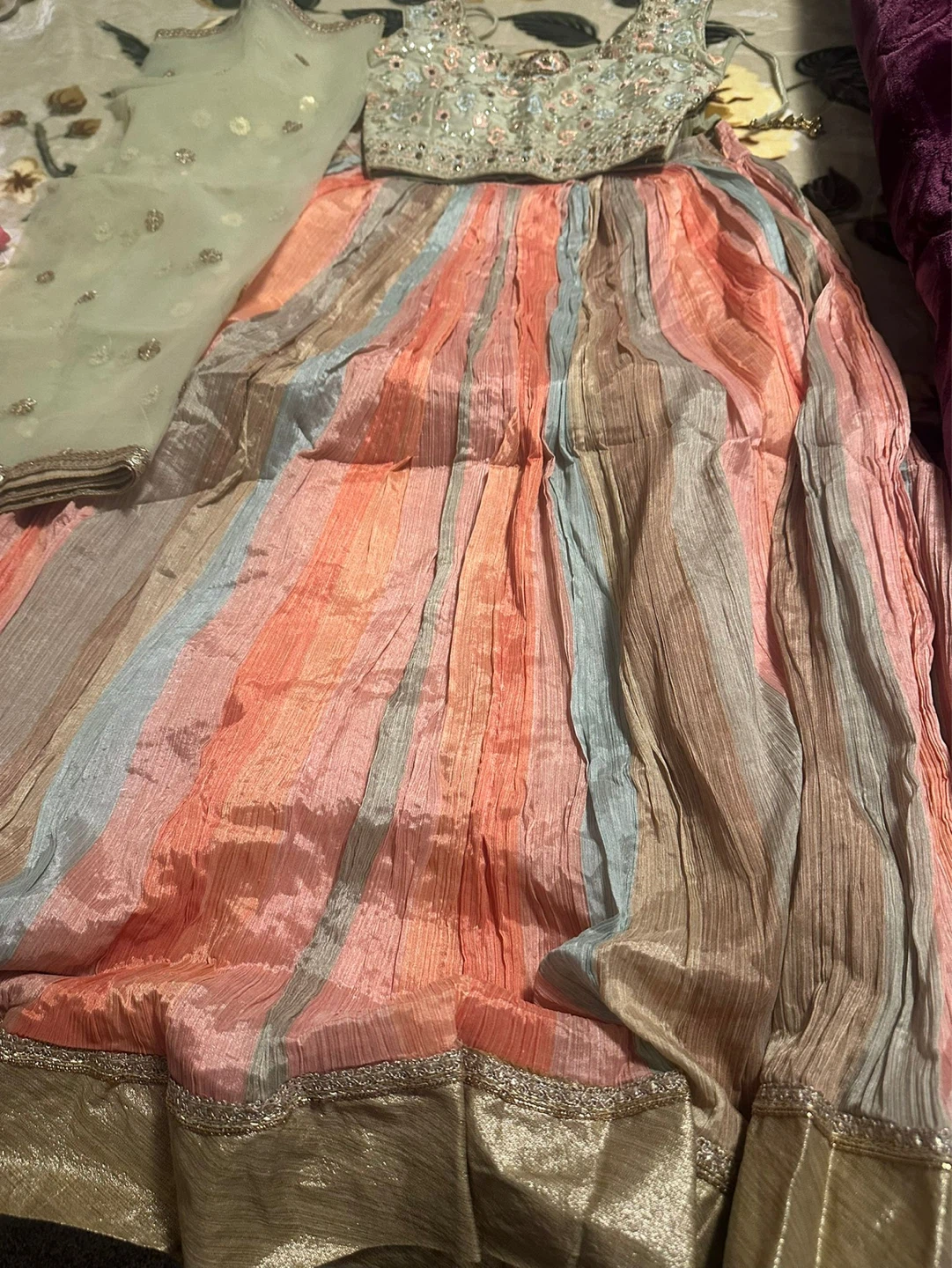 Striped Lehenga Choli with Dupatta - photo 3