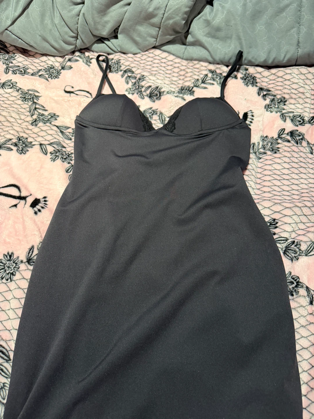 Missguided Black Slip Dress with Built-in Bra
