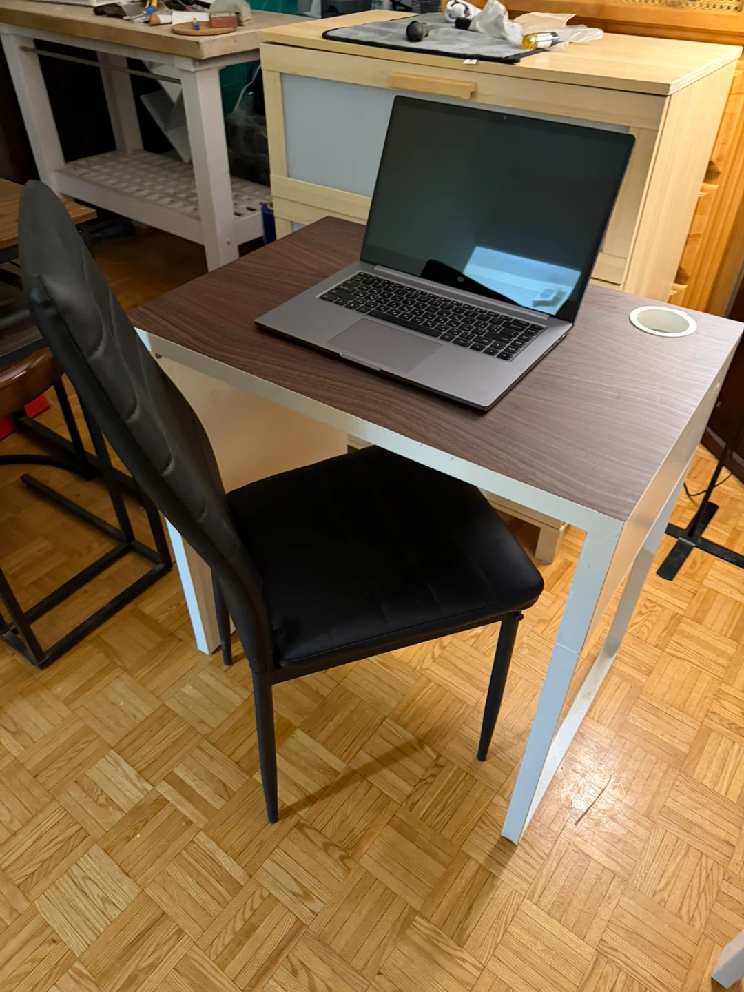 IKEA MICKE desk with black faux leather chair - photo 4