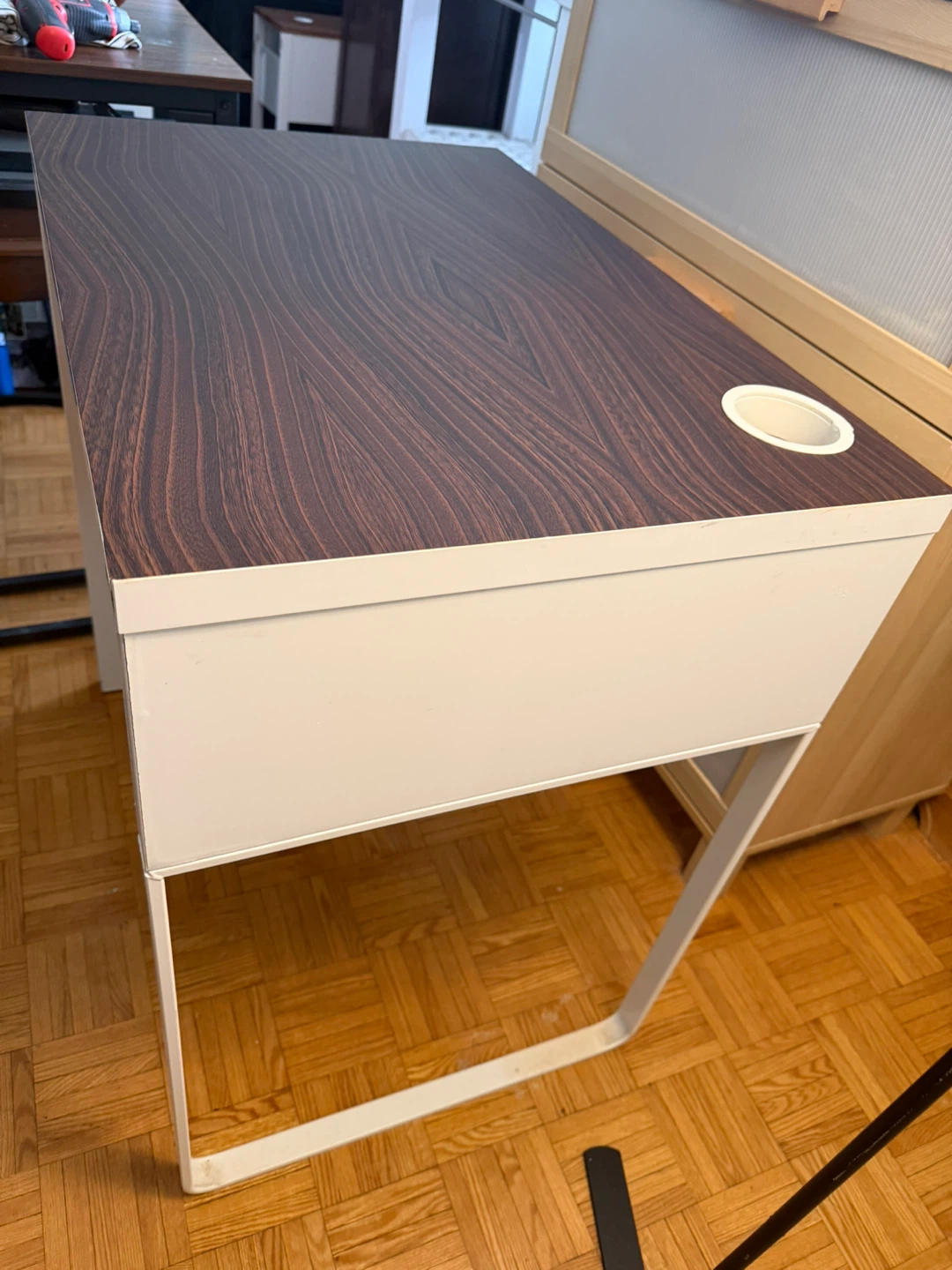 IKEA MICKE desk with black faux leather chair - photo 5