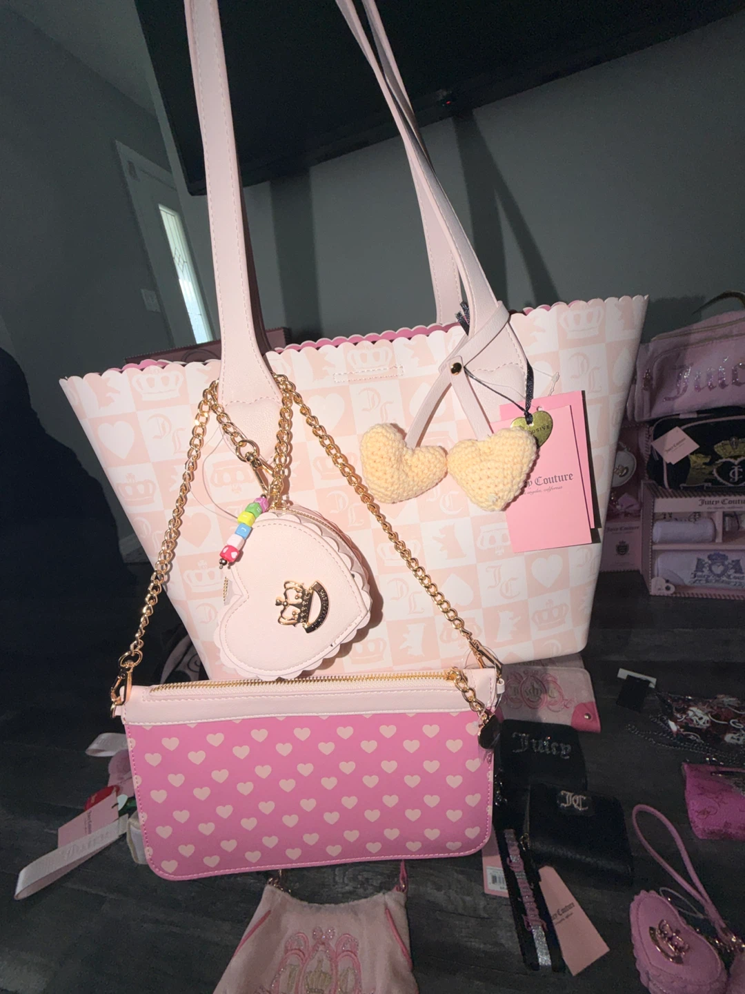 Juicy Couture Sweet Break Time Tote & Wristlet Shoulder Bag Set