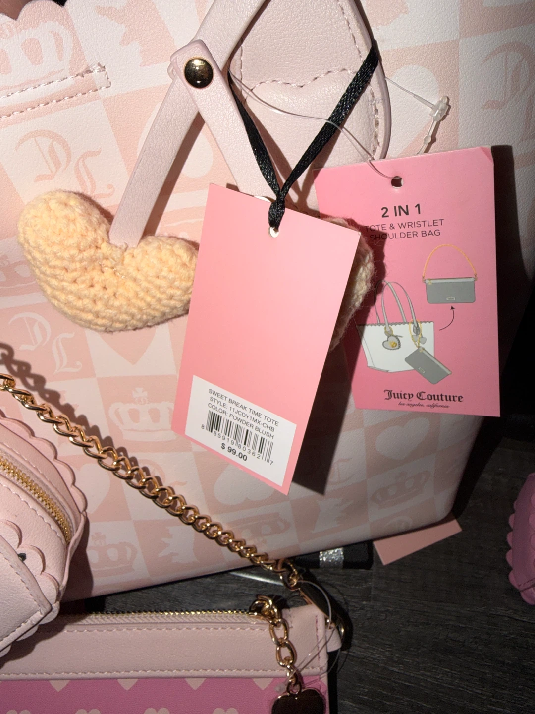 Juicy Couture Sweet Break Time Tote & Wristlet Shoulder Bag Set - photo 4