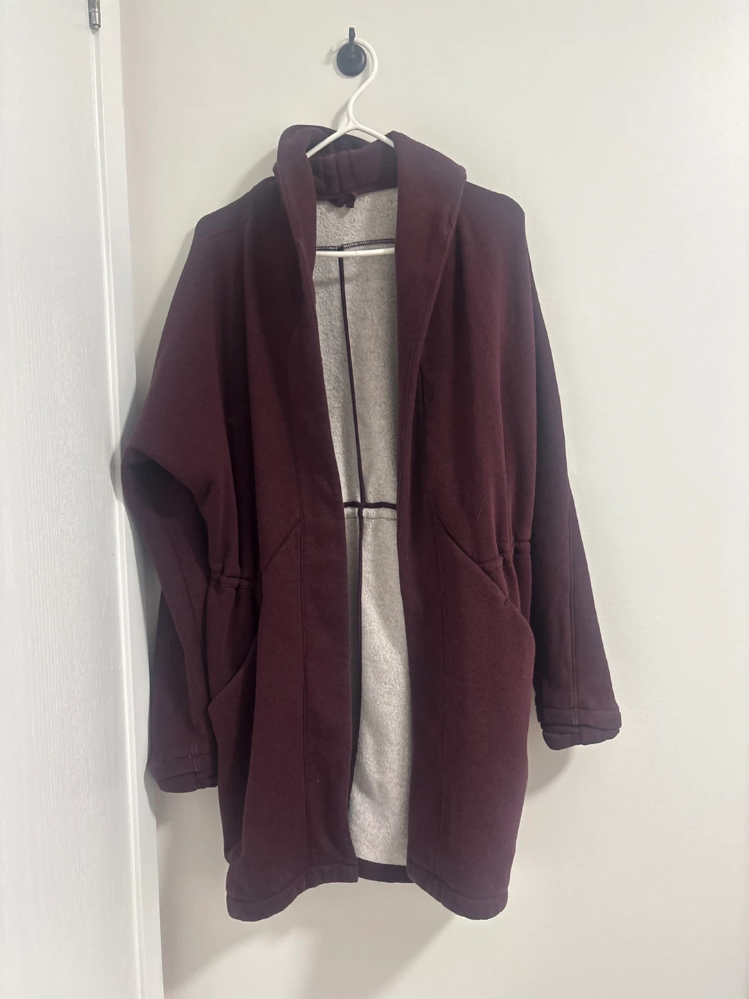 Lululemon Burgundy Fleece Lined Open Front Cardigan - photo 2