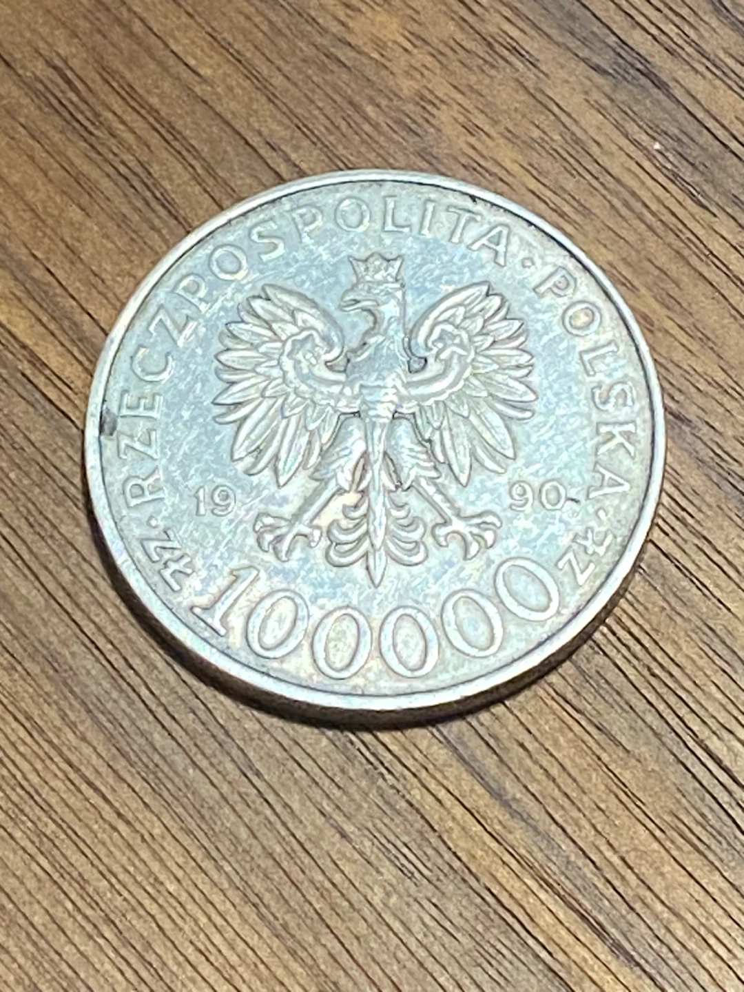 Polish 100000 Zlotych Silver Coin 1990 - photo 3
