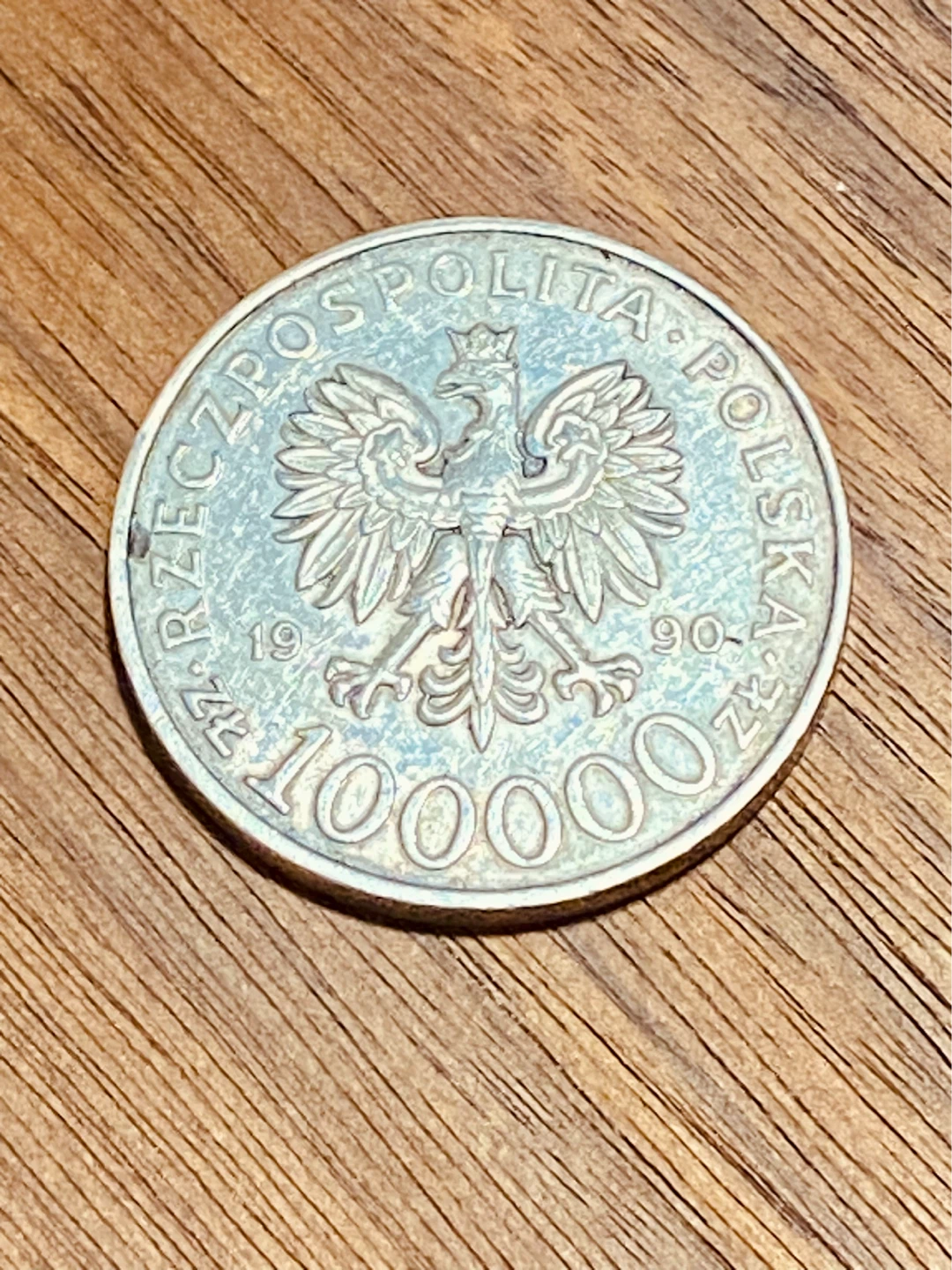 Polish 100000 Zlotych Silver Coin 1990