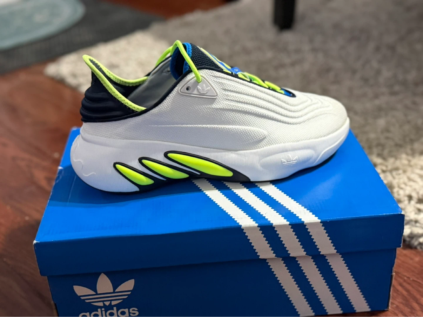 Adidas Men's White & Yellow Running Shoes - Size 9 - photo 2