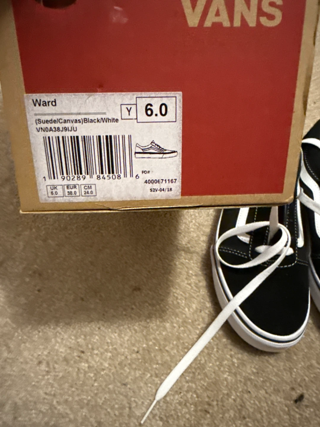 Vans Ward (Suede/Canvas) Black/White Youth Size 6.0 - photo 2