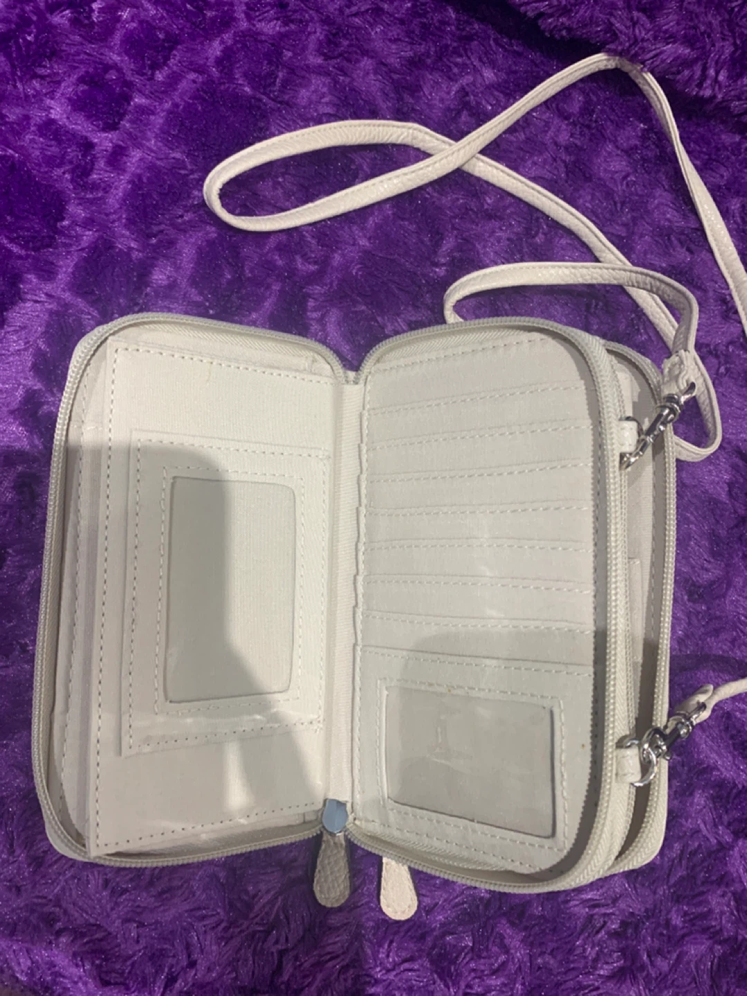 White/Beige Crossbody Wallet with Strap - photo 3