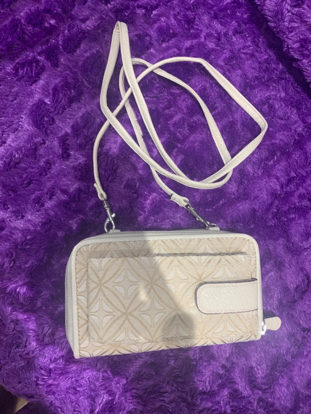 White/Beige Crossbody Wallet with Strap - photo 2