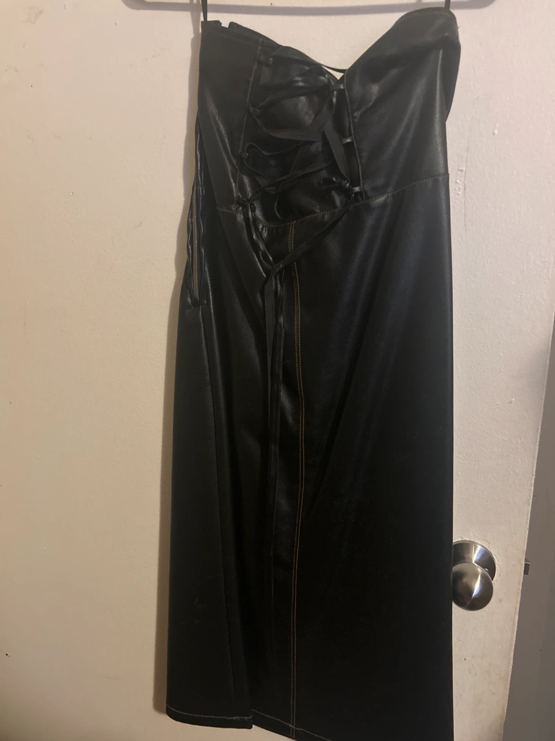 Black Faux Leather Corset Dress Size Medium - photo 2