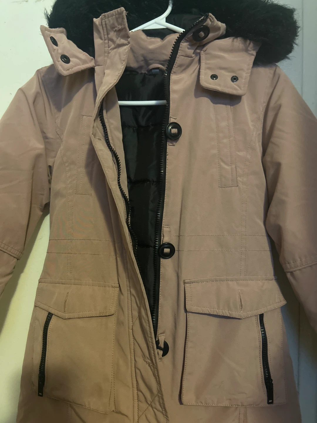 Girls Pink Parka Jacket Size 9-10 Years