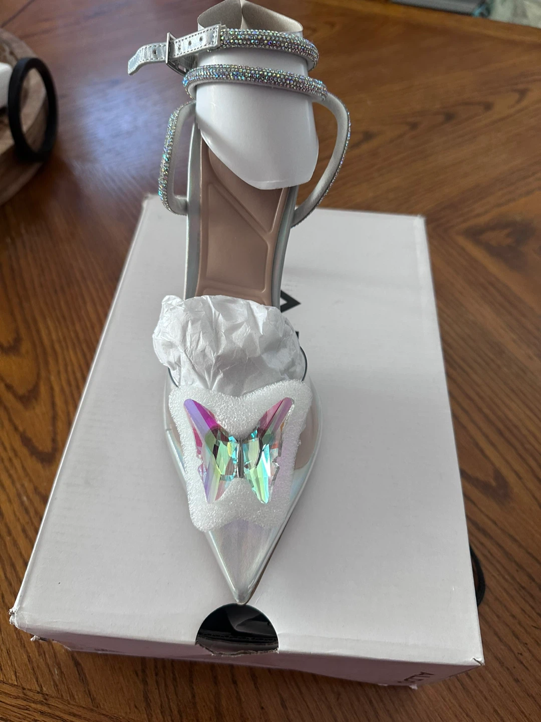 ALDO "Chrysalis" Silver Butterfly Heels - Size 8.5