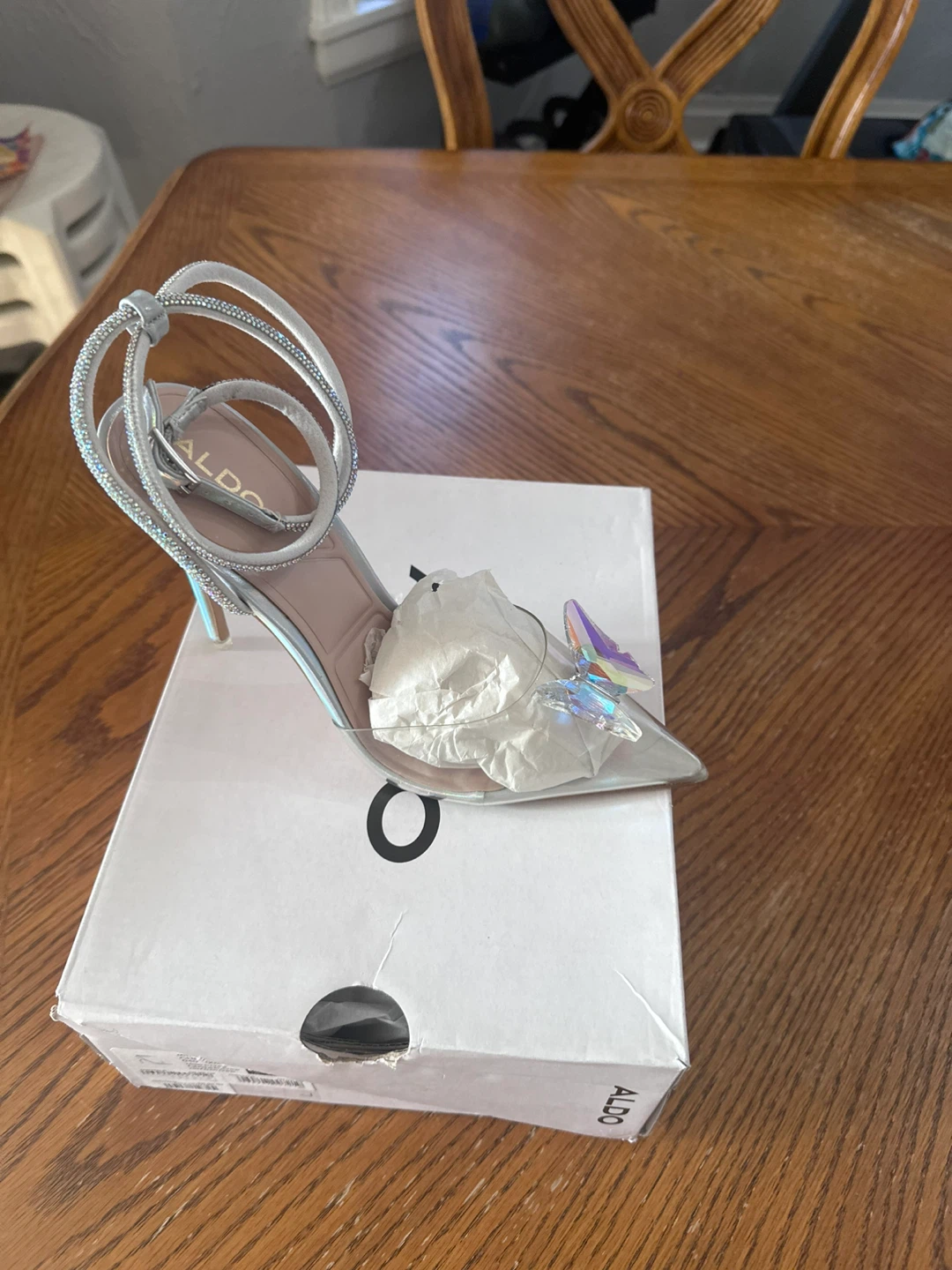ALDO "Chrysalis" Silver Butterfly Heels - Size 8.5 - photo 3