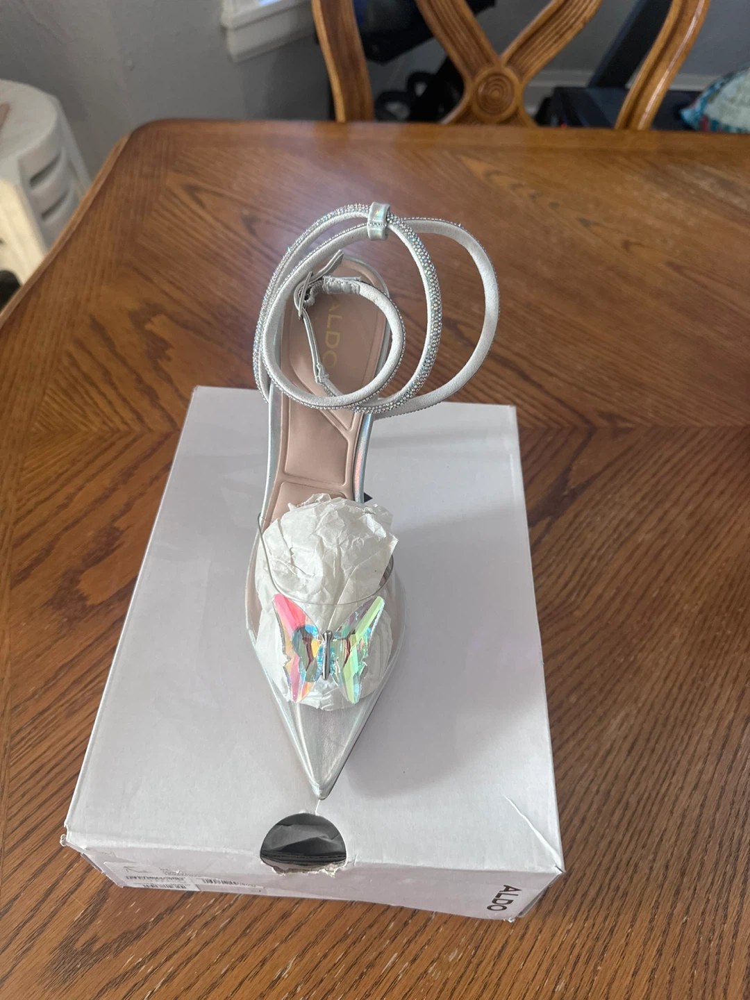 ALDO "Chrysalis" Silver Butterfly Heels - Size 8.5 - photo 4