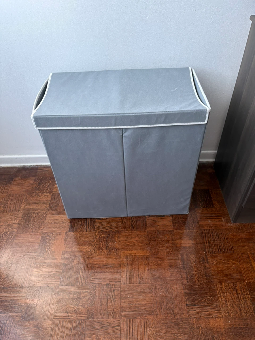 Grey Double Laundry Hamper with Lid - photo 2