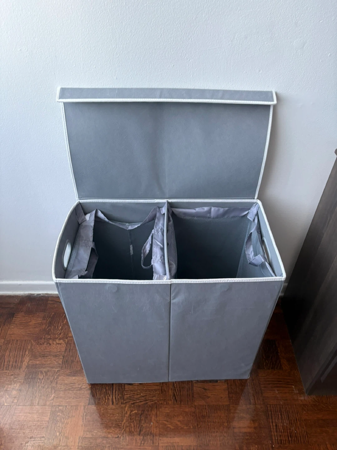 Grey Double Laundry Hamper with Lid