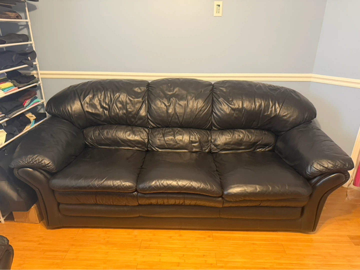 Black Leather Sofa & Chair