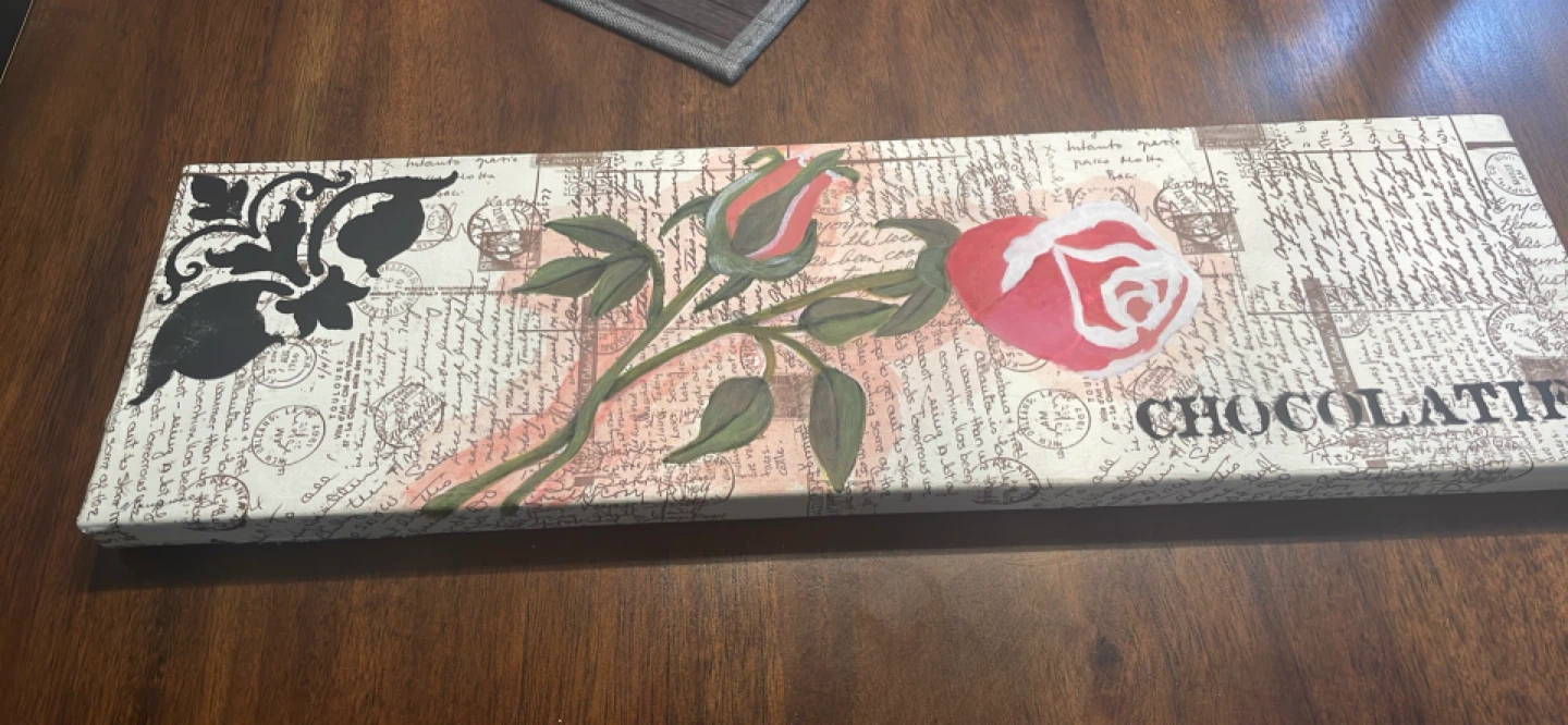 Canvas painting with Rose Design