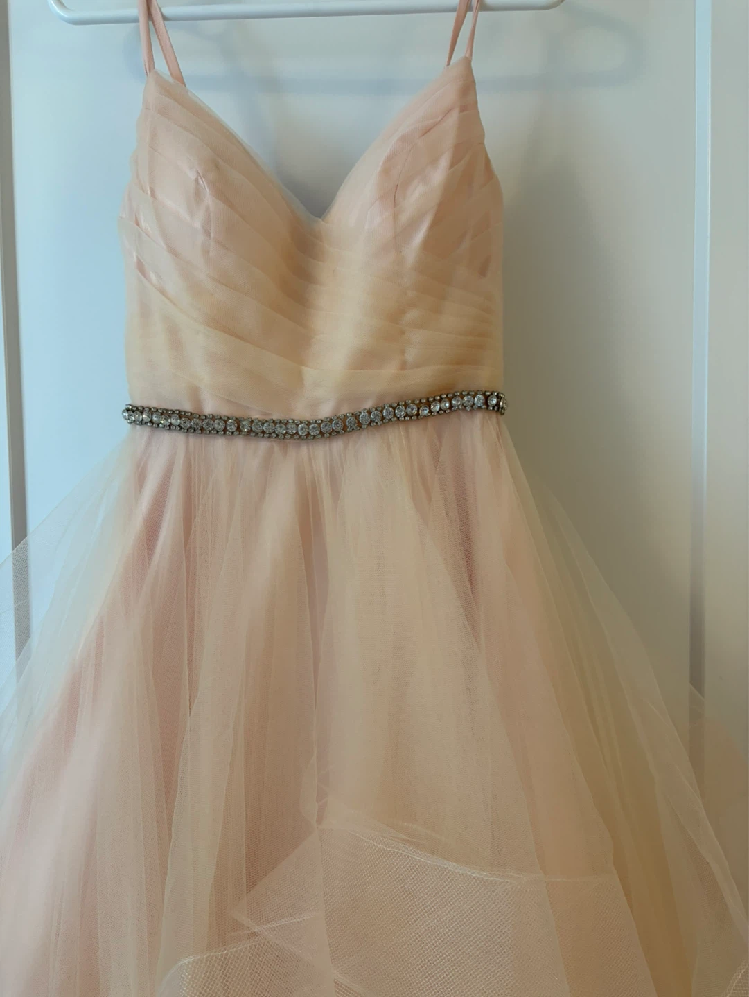 Pink Tulle Formal Gown with Beaded Belt - photo 3
