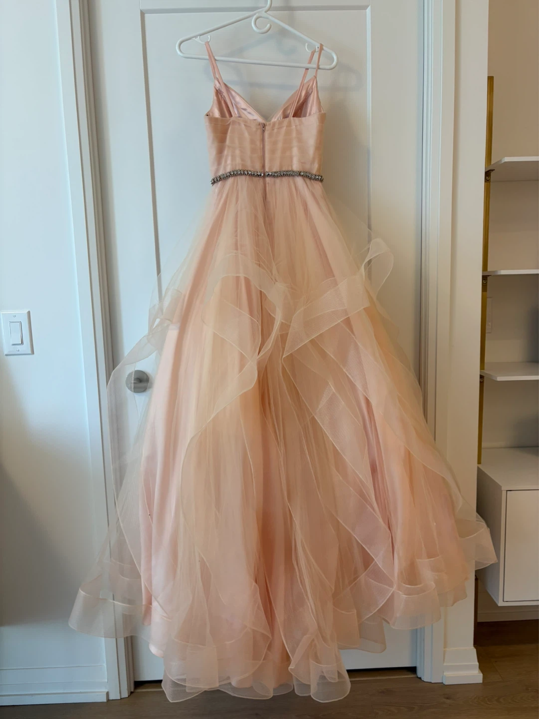 Pink Tulle Formal Gown with Beaded Belt - photo 4