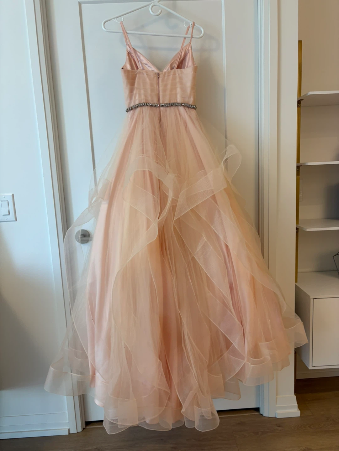Pink Tulle Formal Gown with Beaded Belt - photo 5
