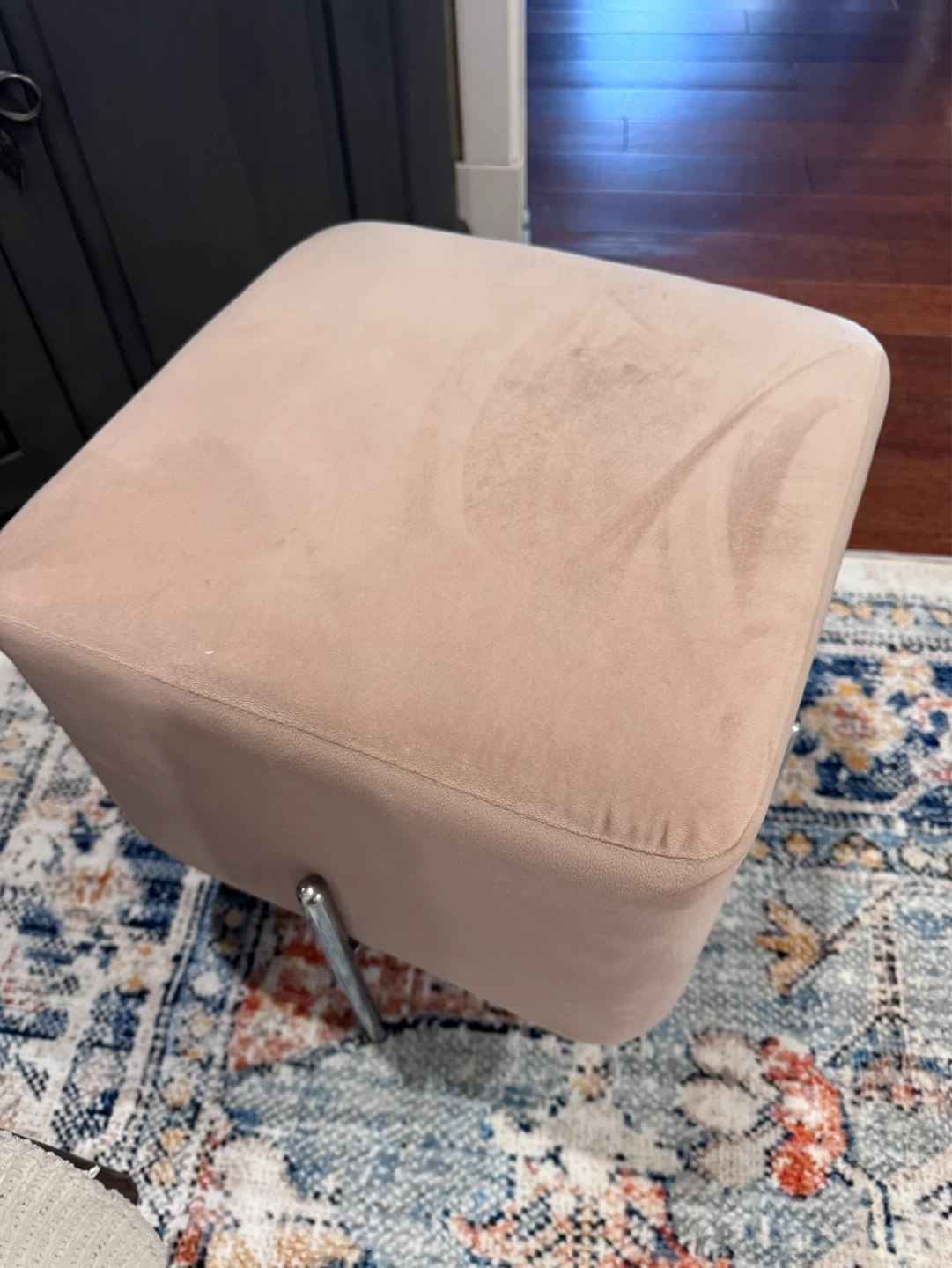 Pink Velvet Ottoman Stool - photo 2