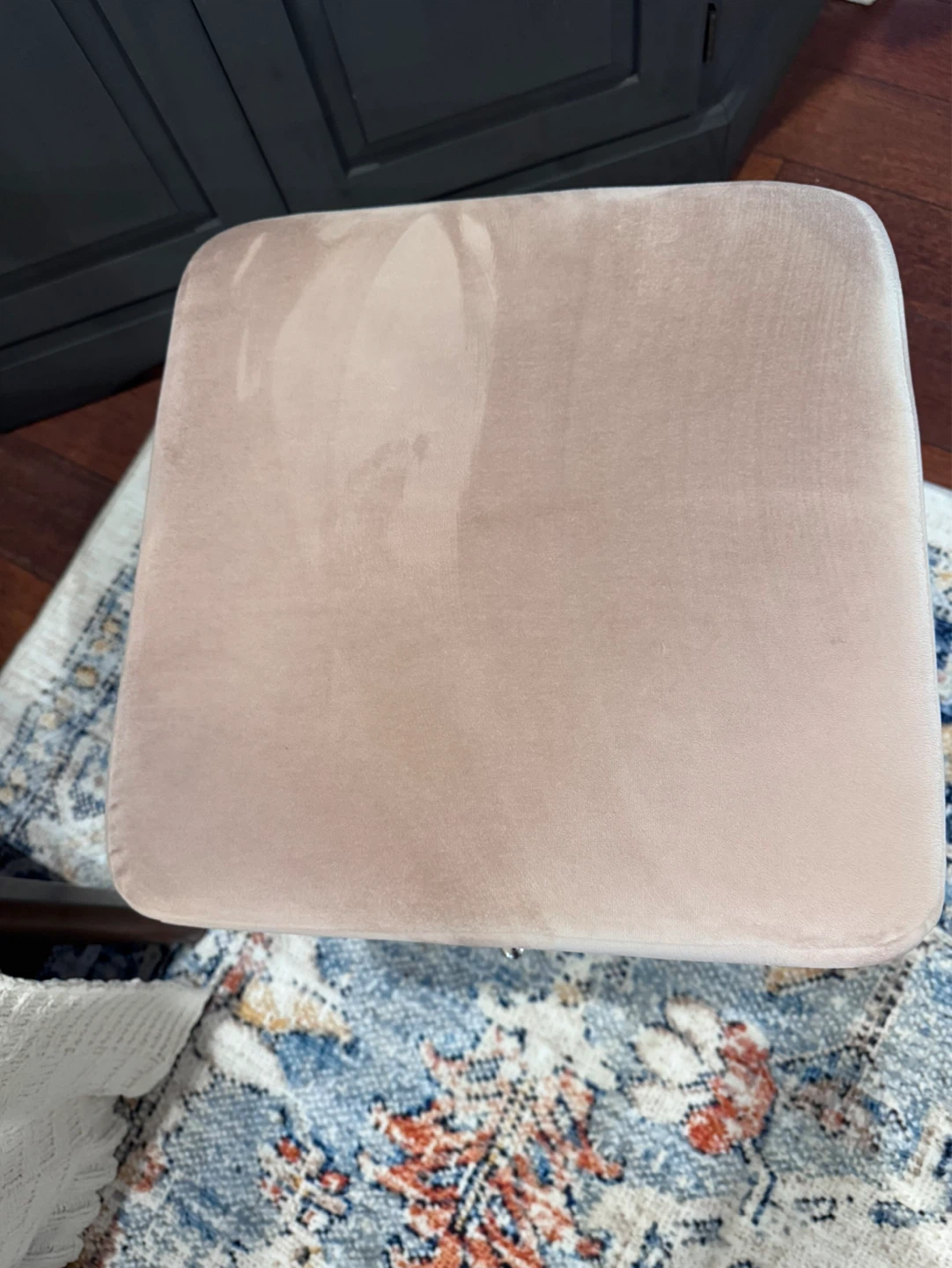 Pink Velvet Ottoman Stool - photo 3