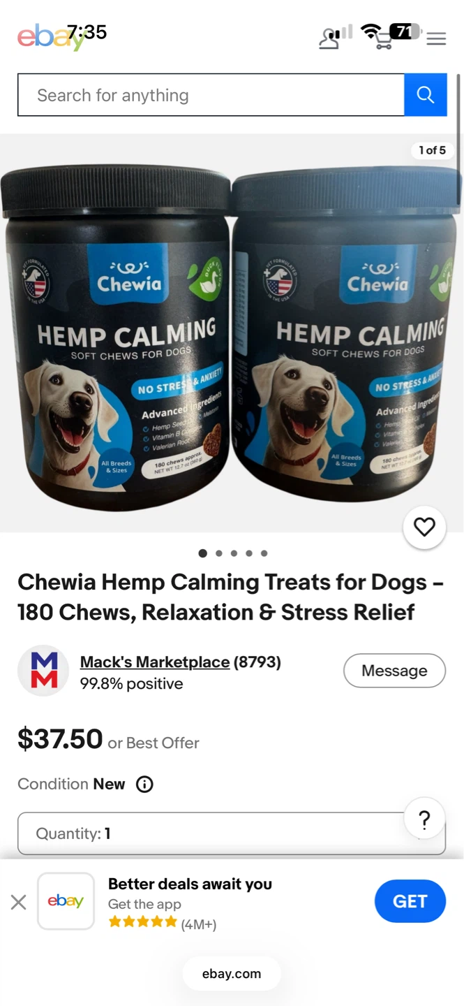 Chewia Hemp Calming Soft Chews for Dogs - 180 Chews - photo 5