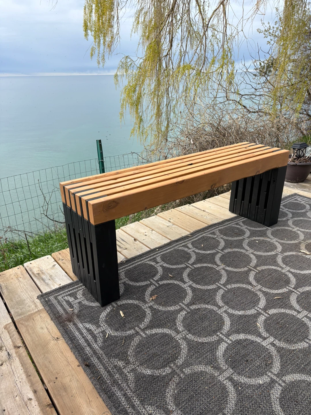 Modern Wooden Slat Bench - photo 3